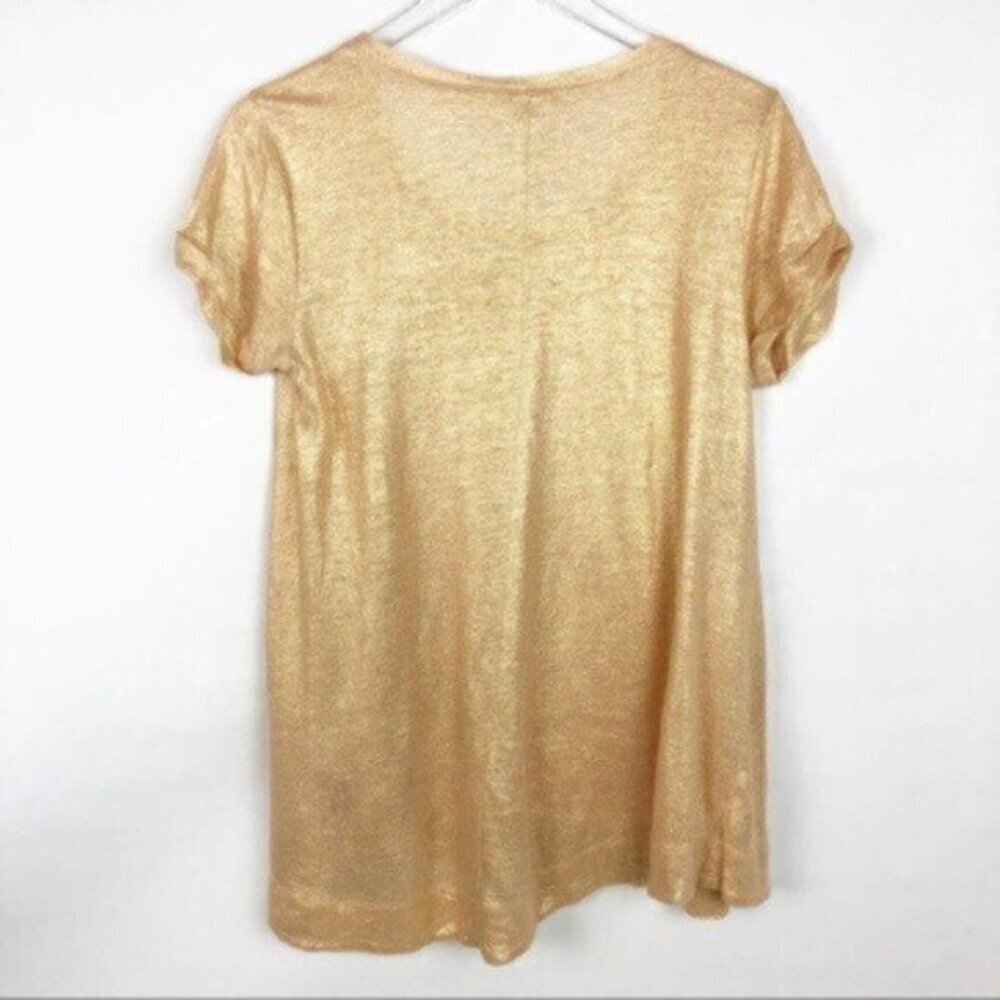 Bordeaux | Women's Gold Short Sleeve Scoop Neck Gold Swing HolidayTop Size S - Picture 3 of 8